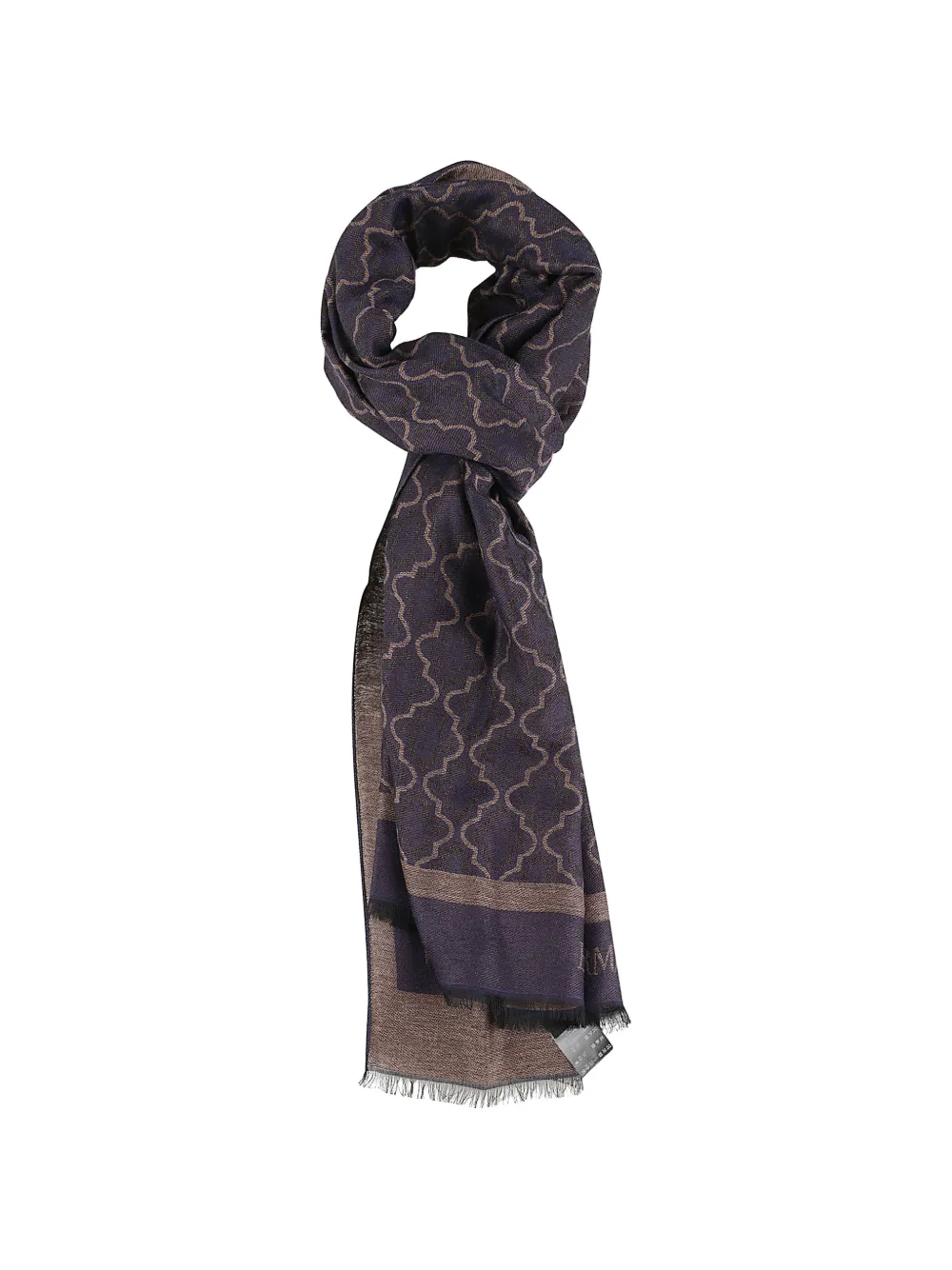 Emporio Armani geometric-pattern fringed-edge scarf - Blau