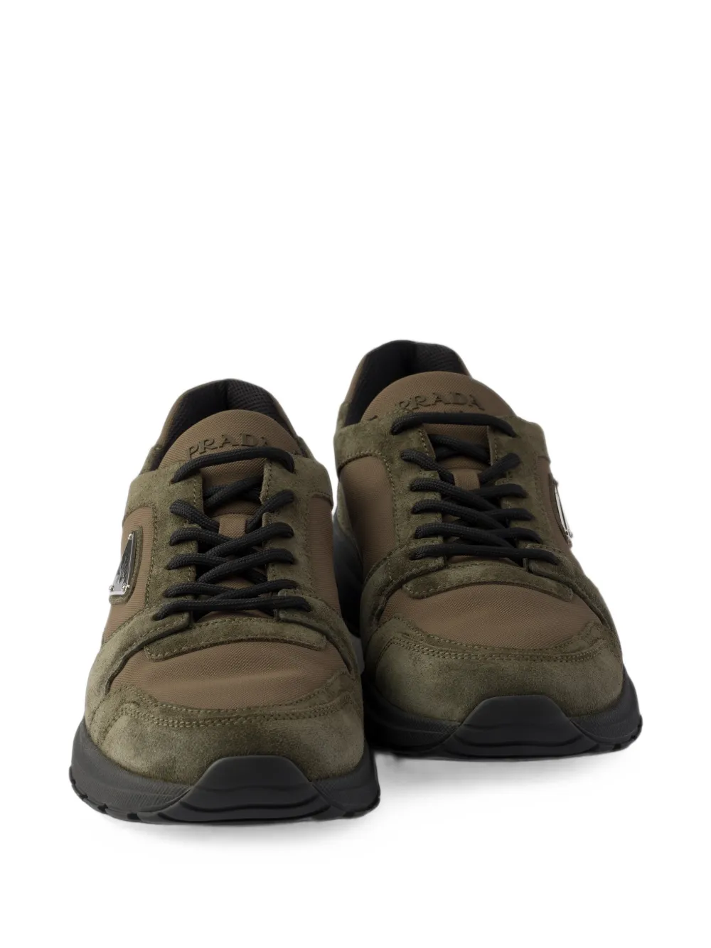 Prada Prax suède en Re-Nylon sneakers Groen