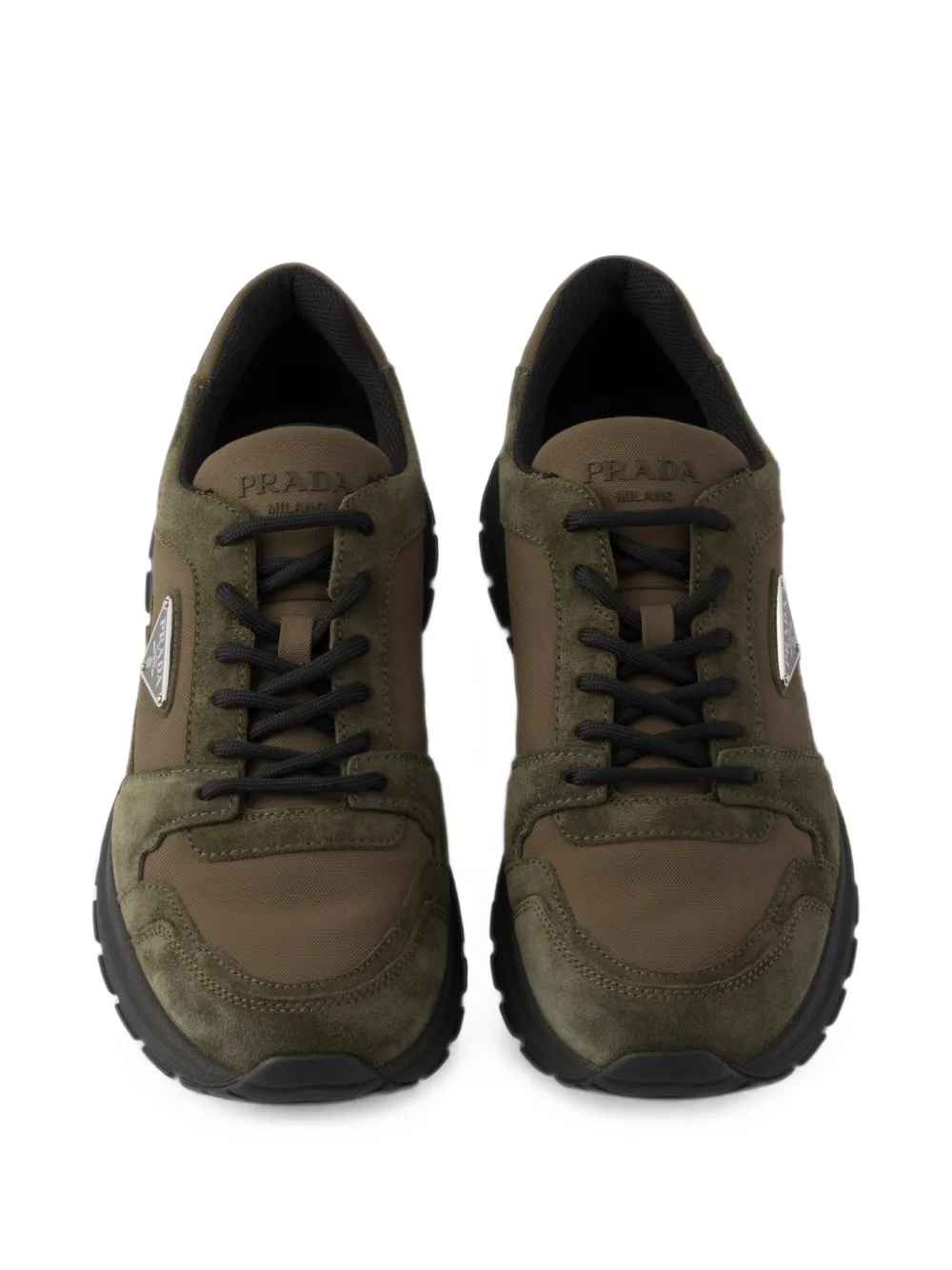 Prada Prax suède en Re-Nylon sneakers Groen