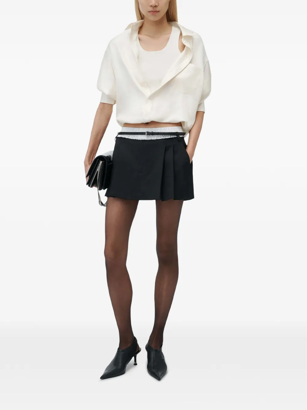 Alexander Wang Midi-waist gelaagde skort Zwart