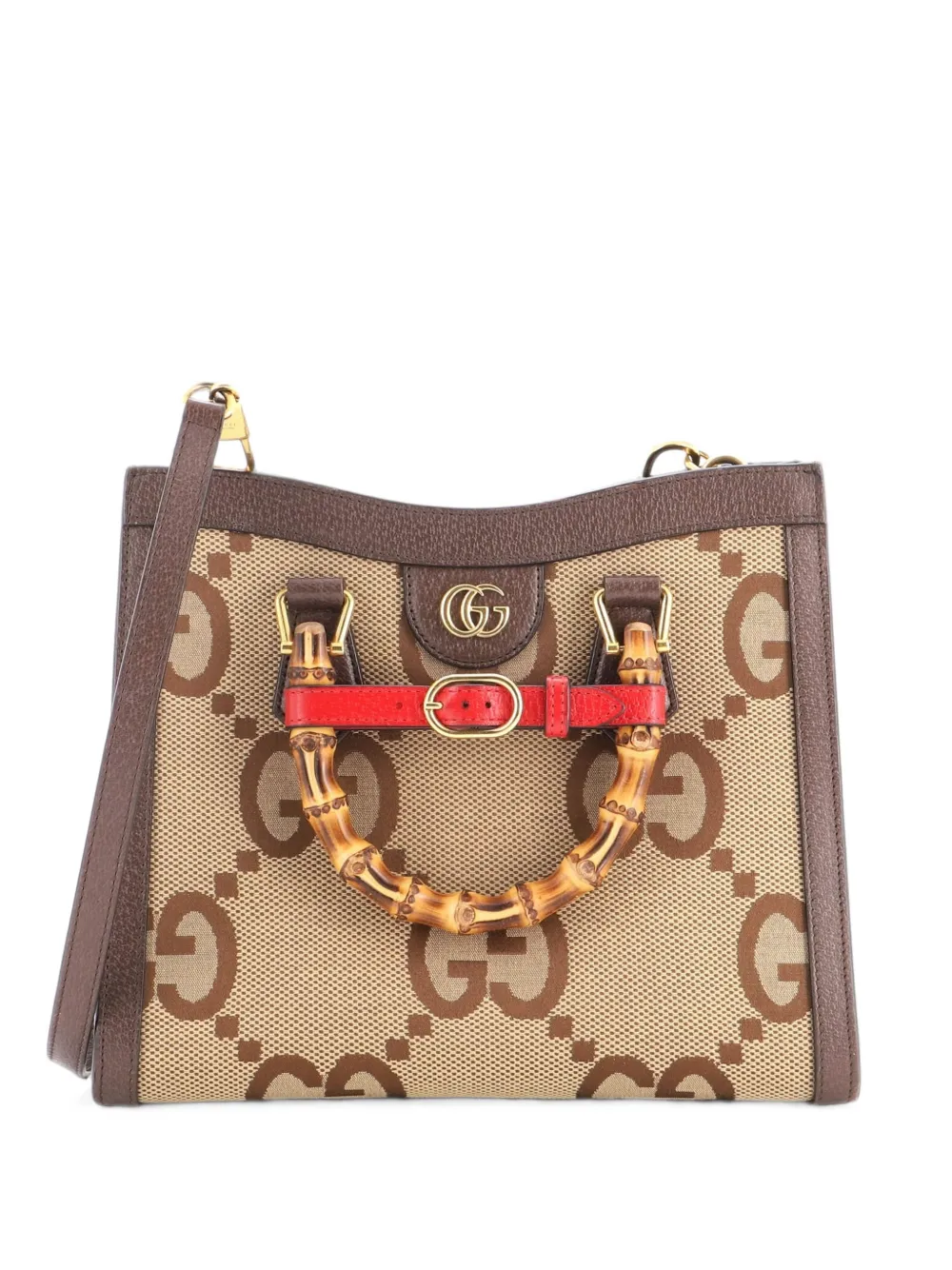 Gucci Pre-Owned Borsa tote in tela Jumbo GG con manico in bambù - Marrone