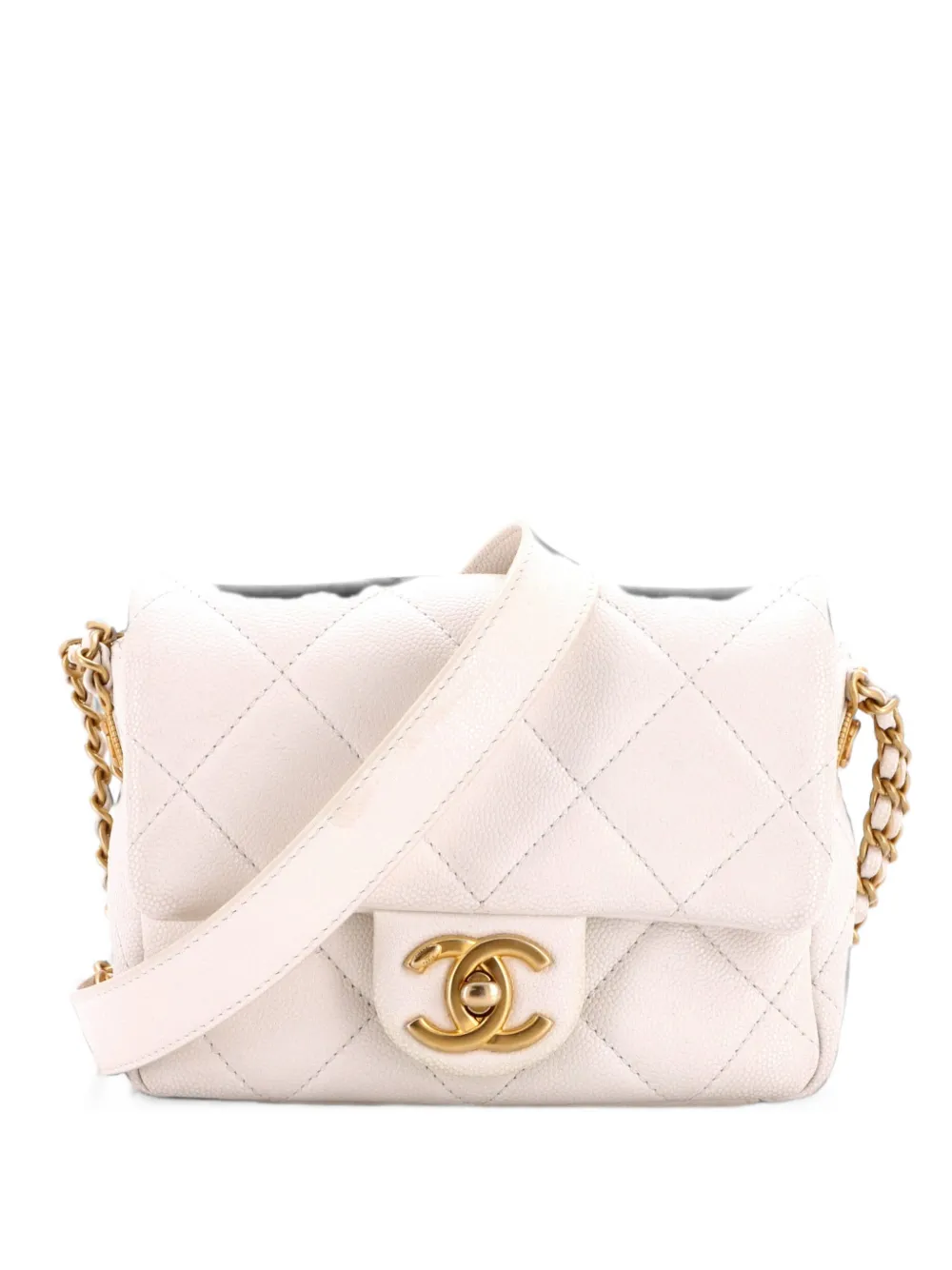 CHANEL Pre-Owned Twist Your Buttons Flap Bag Quilted Caviar Mini crossbody bag - Weiß
