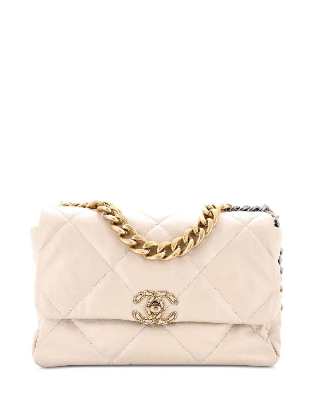 CHANEL Pre-Owned 19 Flap Bag Quilted Leather Large crossbody bag - Toni neutri