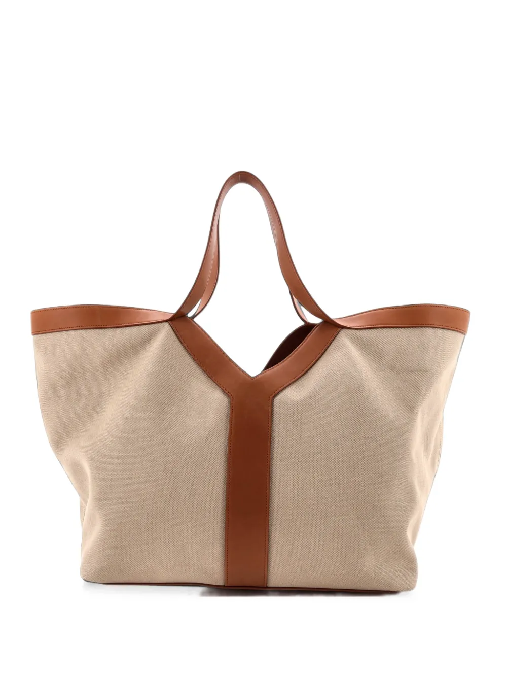 Saint Laurent Pre-Owned Mittelgroße Y Tote Bag aus Canvas und Leder - Braun