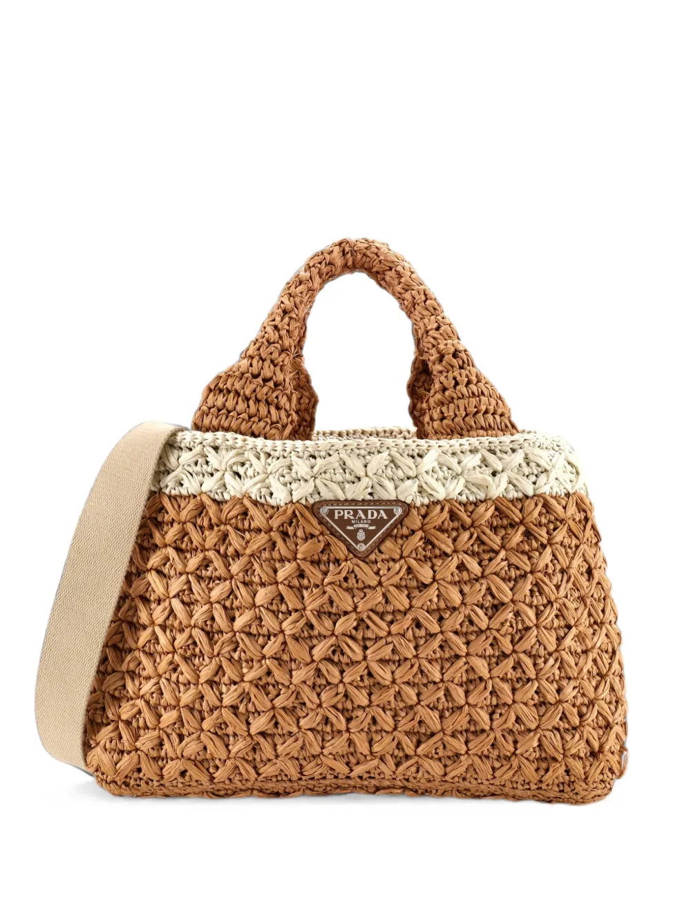 Prada Pre-Owned Convertible Open Woven Raffia Small tote bag - Braun