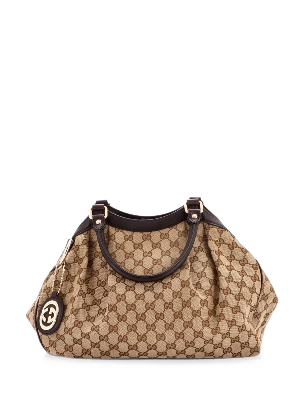 Gucci Pre-Owned Borsa tote Sukey media in tela GG e pelle - Marrone