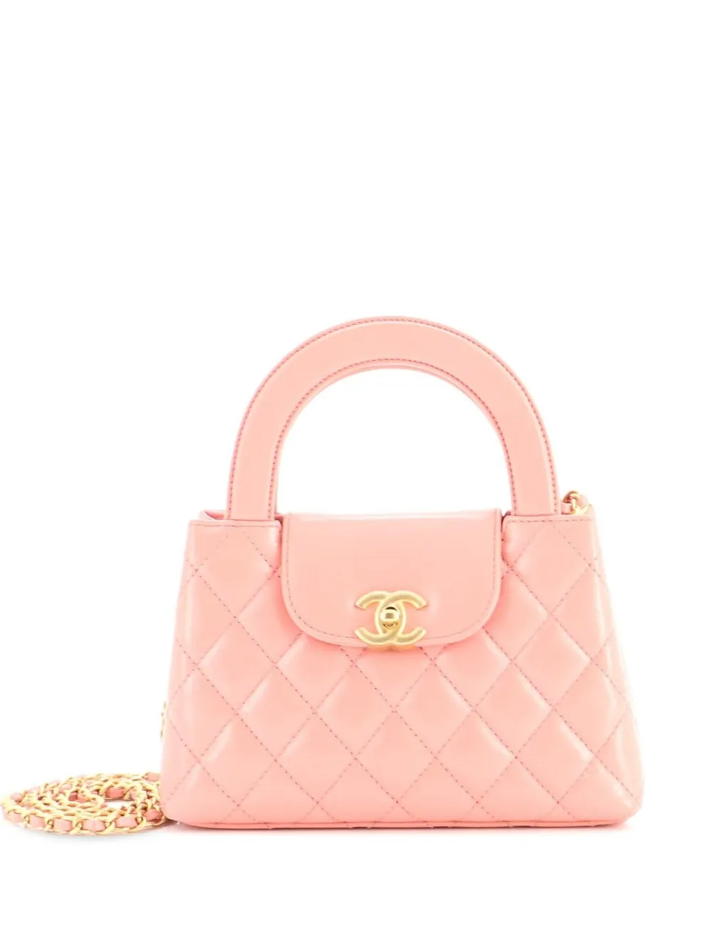 CHANEL Pre-Owned Kelly Top Handle Shopping Bag Quilted Shiny Aged Calfskin Mini satchel - Rosa
