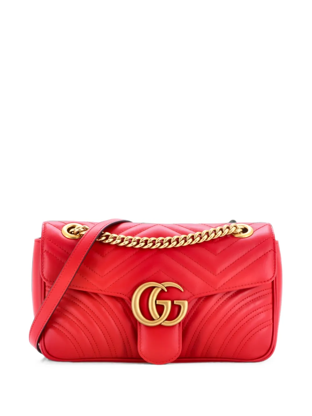 Gucci Pre-Owned GG Marmont Flap Bag Matelasse Leather Small crossbody bag - Rosso