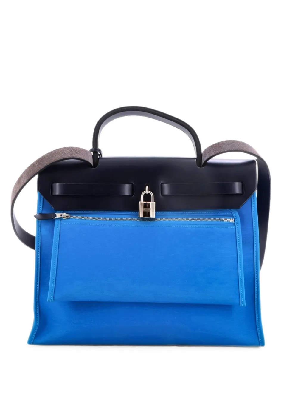 Hermès Pre-Owned Herbag Zip Leather and Toile 31 shoulder bag - Blau
