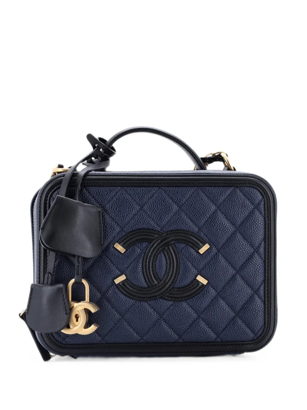 CHANEL Pre-Owned Filigree Vanity Case Quilted Caviar Medium satchel - Schwarz