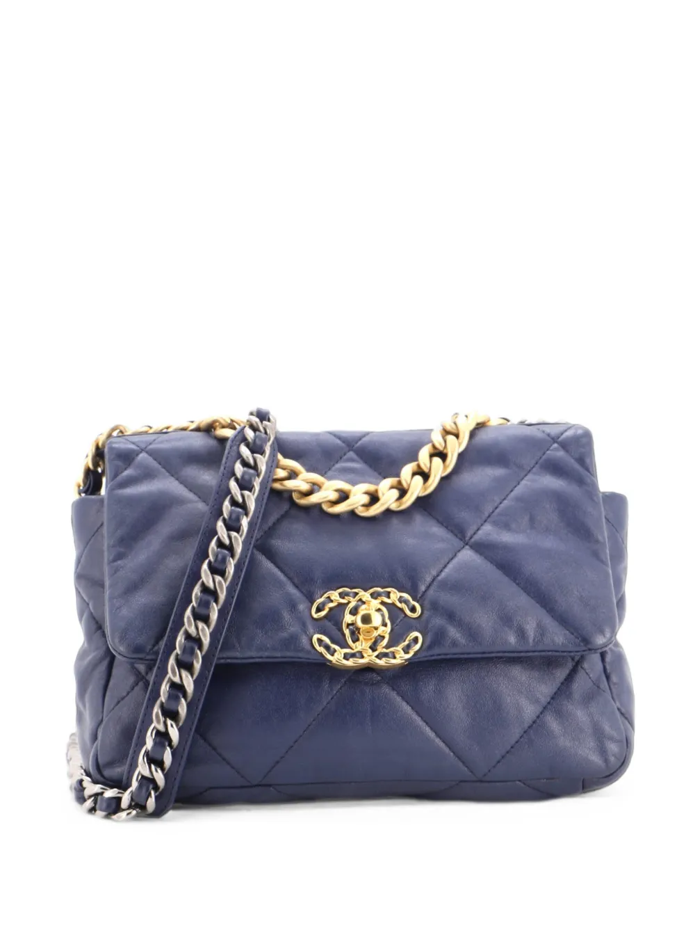 CHANEL Pre-Owned 19 Flap Bag Quilted Leather Medium crossbody bag - Blau