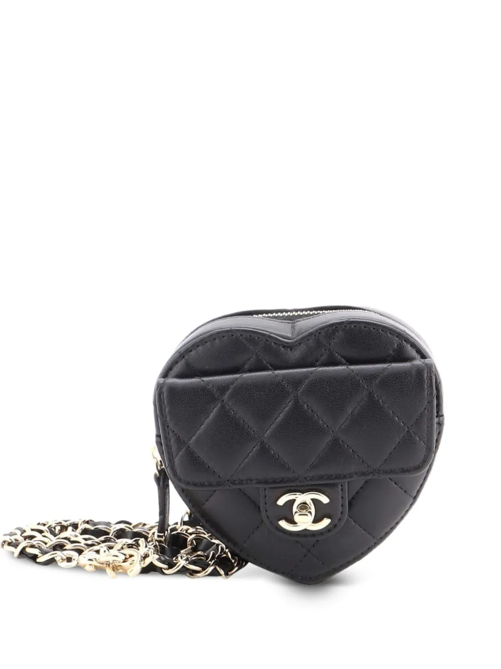 CHANEL Pre-Owned CC in Love Heart Quilted Lambskin belt bag - Nero