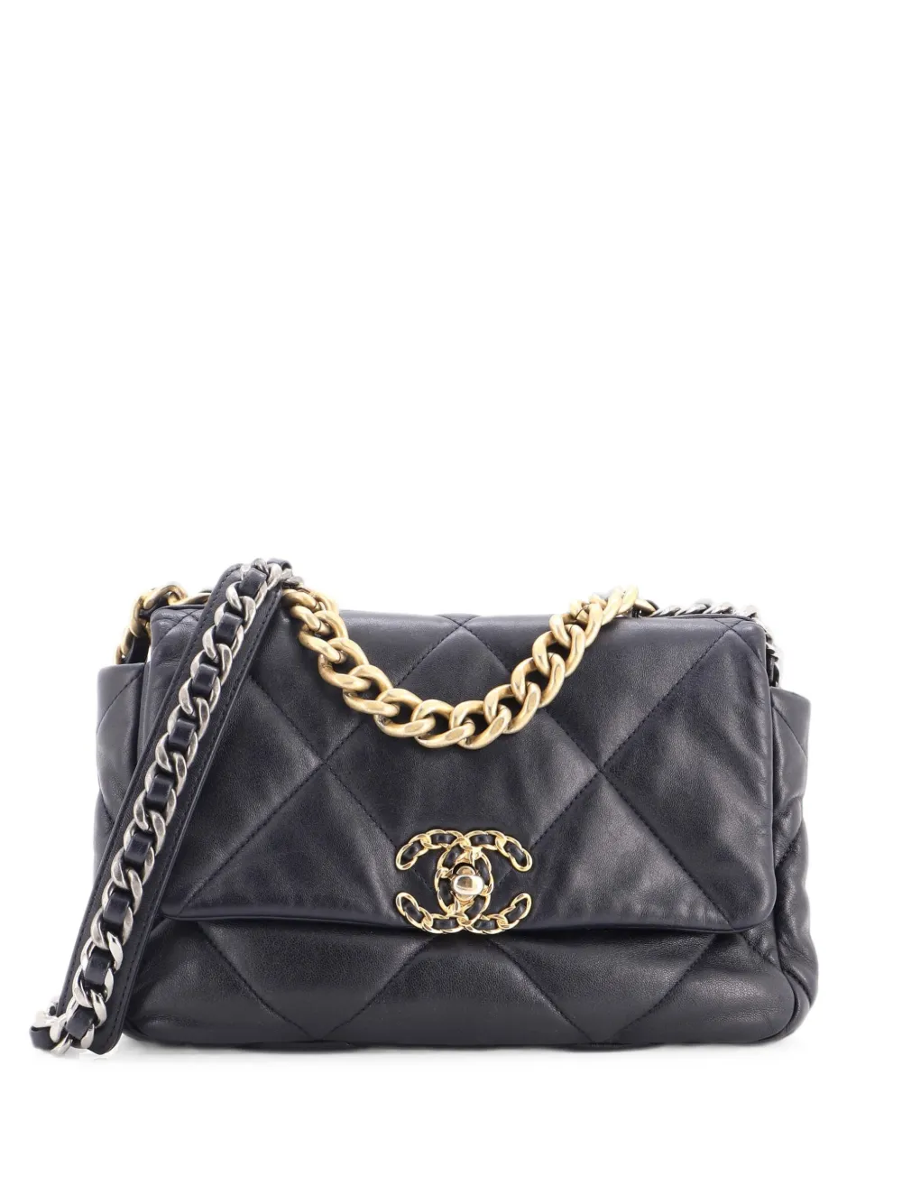CHANEL Pre-Owned 19 Flap Bag Quilted Leather Medium crossbody bag - Blau