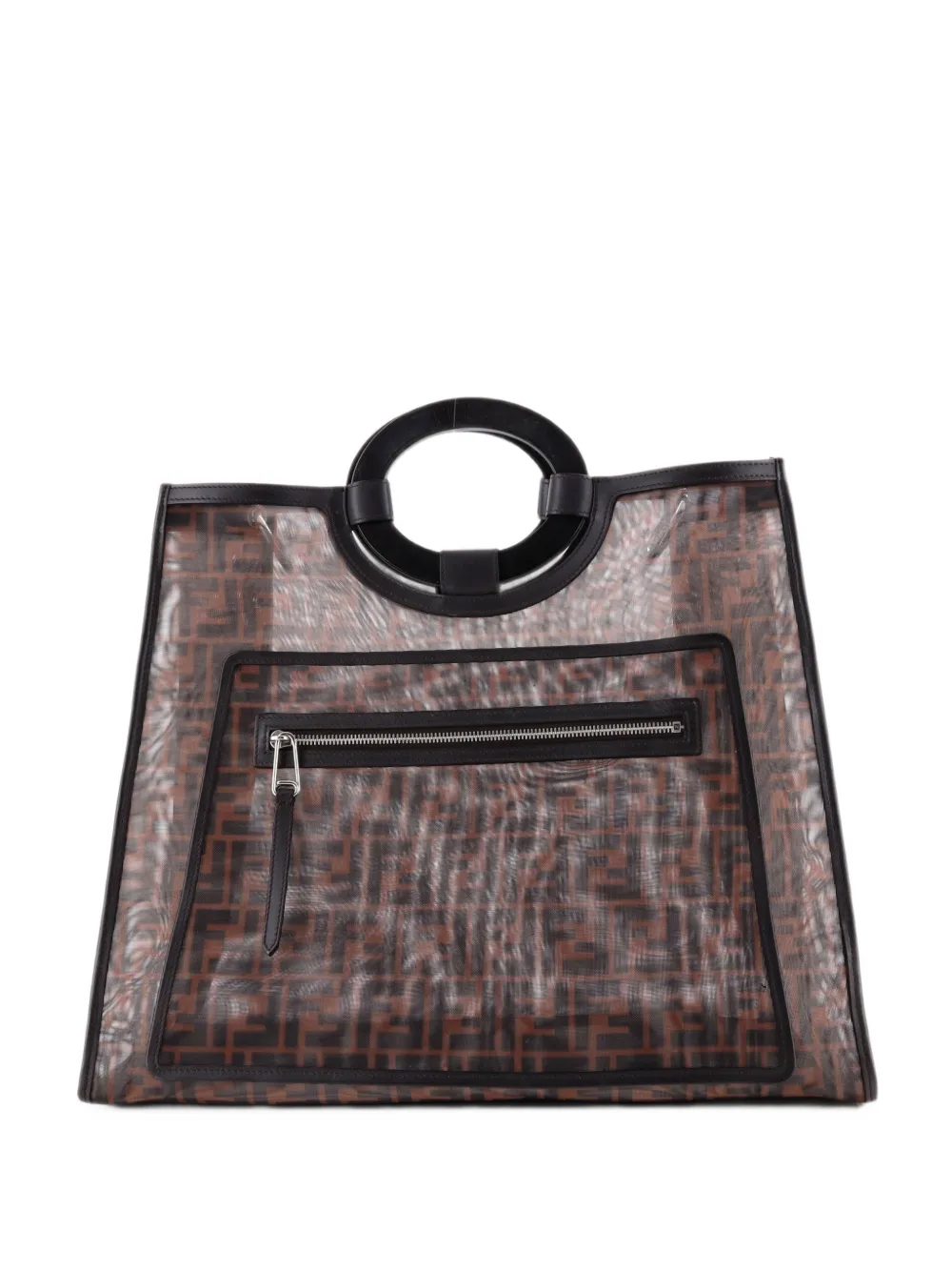 Fendi Pre-Owned Borsa tote Runaway Shopper grande in rete con motivo Zucca - Marrone