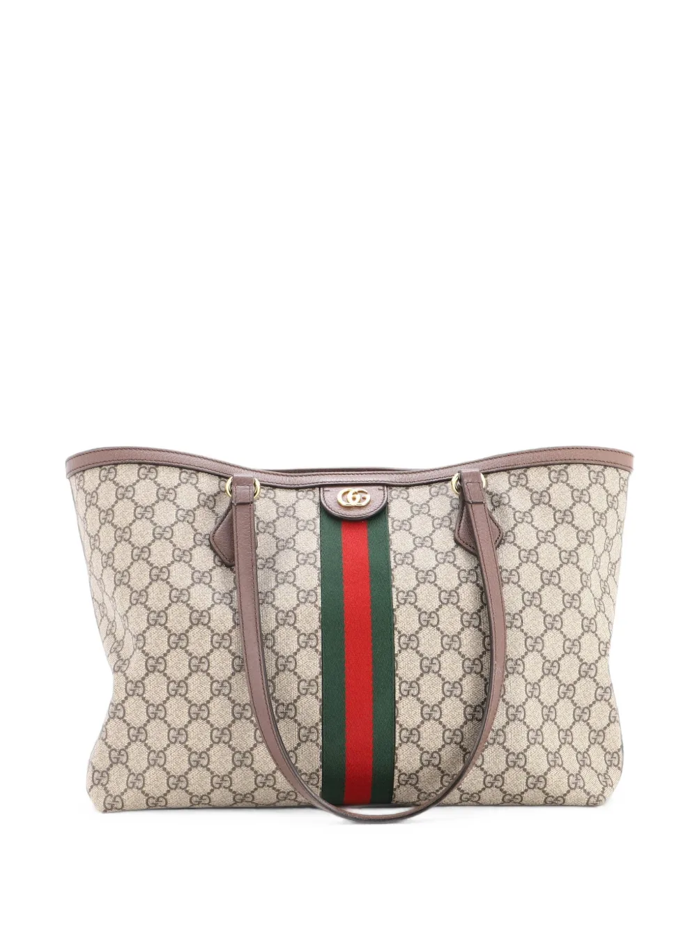 Gucci Pre-Owned Borsa tote Ophidia media in tela cerata GG - Marrone