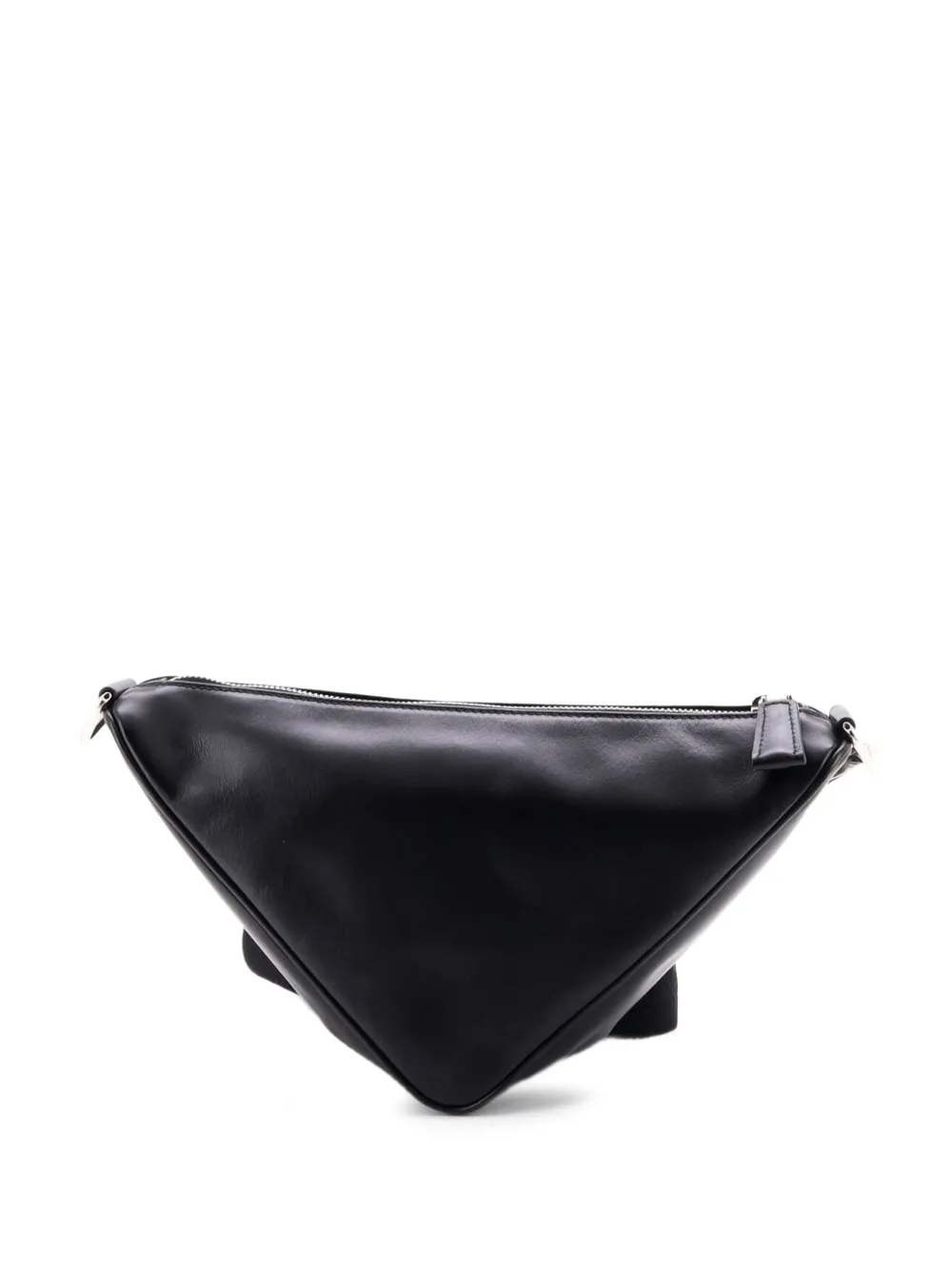 Prada Pre-Owned Triangle Logo Zip Soft Leather Small crossbody bag - Nero