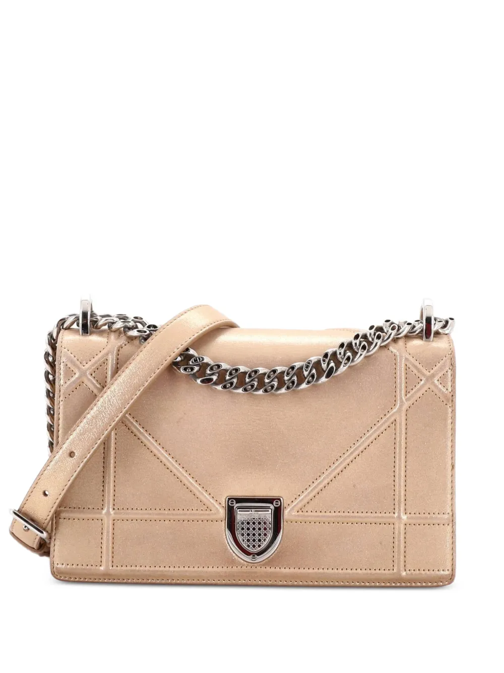 Christian Dior Pre-Owned Diorama Flap Bag Iridescent Nubuck Small shoulder bag - Neutrals