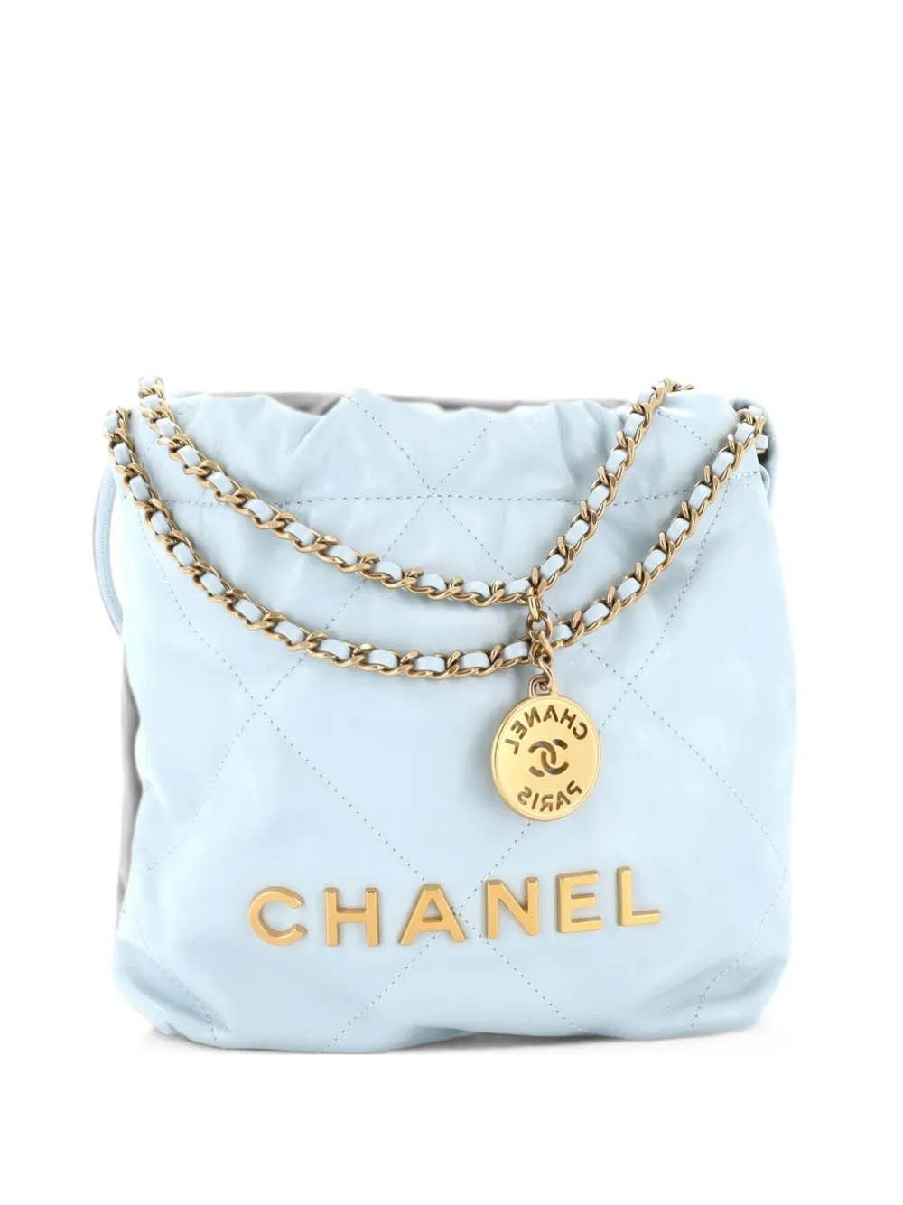 CHANEL Pre-Owned 22 Chain Hobo Quilted Calfskin Mini crossbody bag - Blau