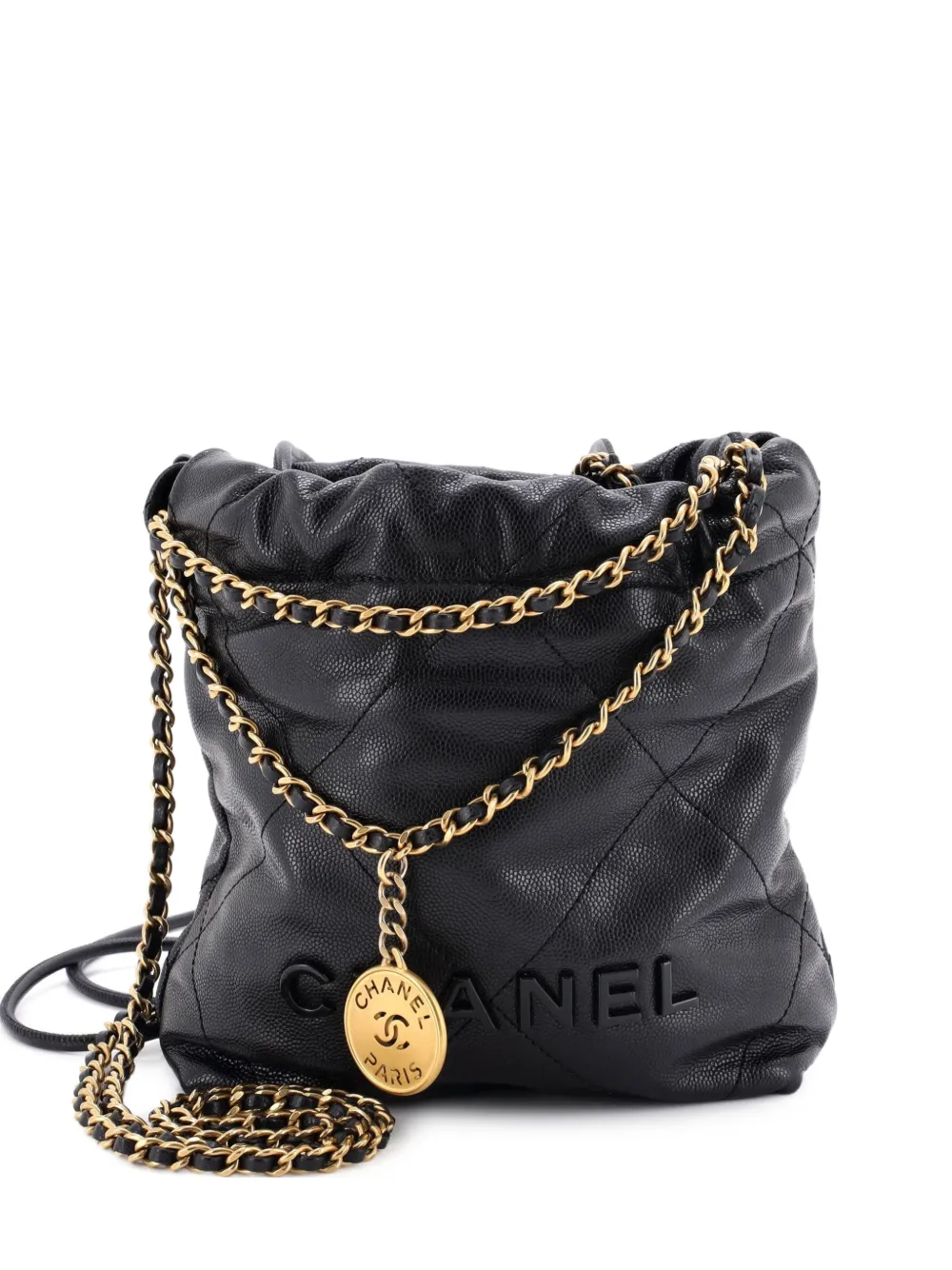CHANEL Pre-Owned 22 Chain Quilted Caviar Mini hobo bag - Nero