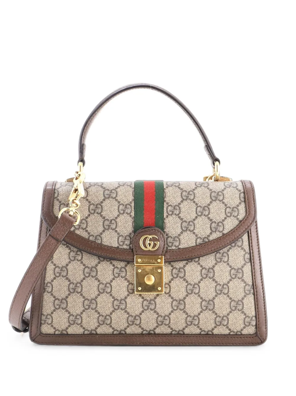 Gucci Pre-Owned Ophidia Flap Top Handle Bag GG Coated Canvas Small satchel - Marrone