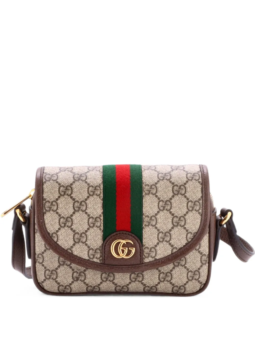 Gucci Pre-Owned Ophidia Flap Shoulder Bag GG Coated Canvas Mini crossbody bag - Braun