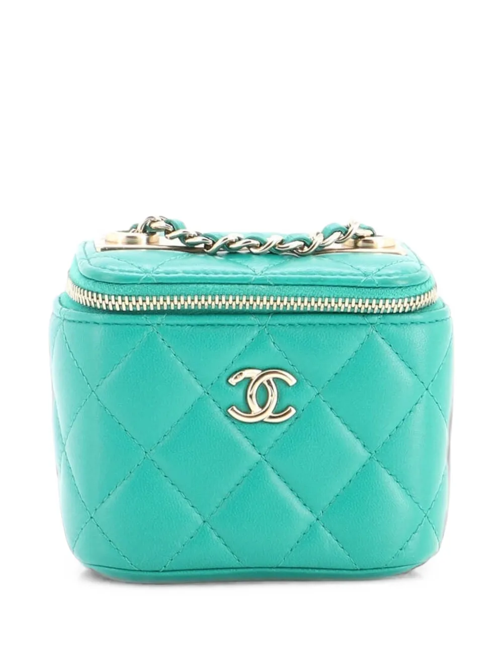 CHANEL Pre-Owned Trendy CC Vanity Case with Chain Quilted Lambskin Mini crossbody bag - Green