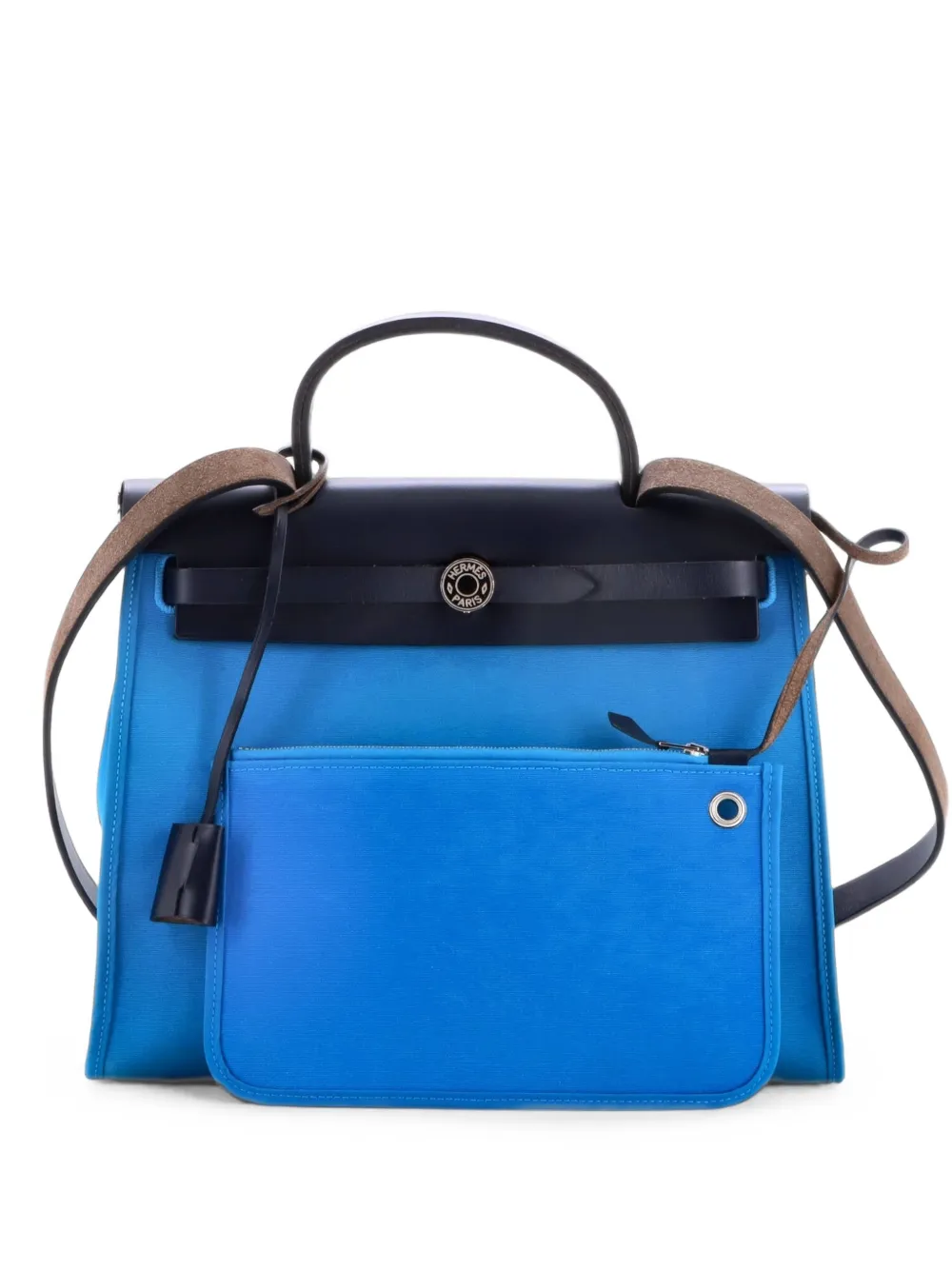 Hermès Pre-Owned Herbag Zip Leather and Toile Schultertasche 31cm - Blau