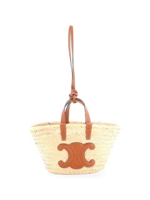 Celine Pre-Owned Triomphe Basket Raffia with Leather Teen shoulder bag