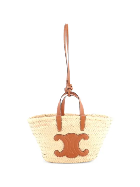 Celine Pre-Owned Triomphe Basket Raffia with Leather Teen shoulder bag