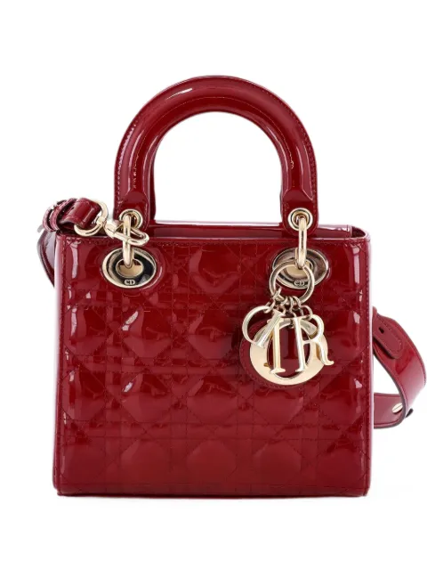 Christian Dior Pre-Owned Lady Dior Bag Cannage Quilt Patent Small satchel