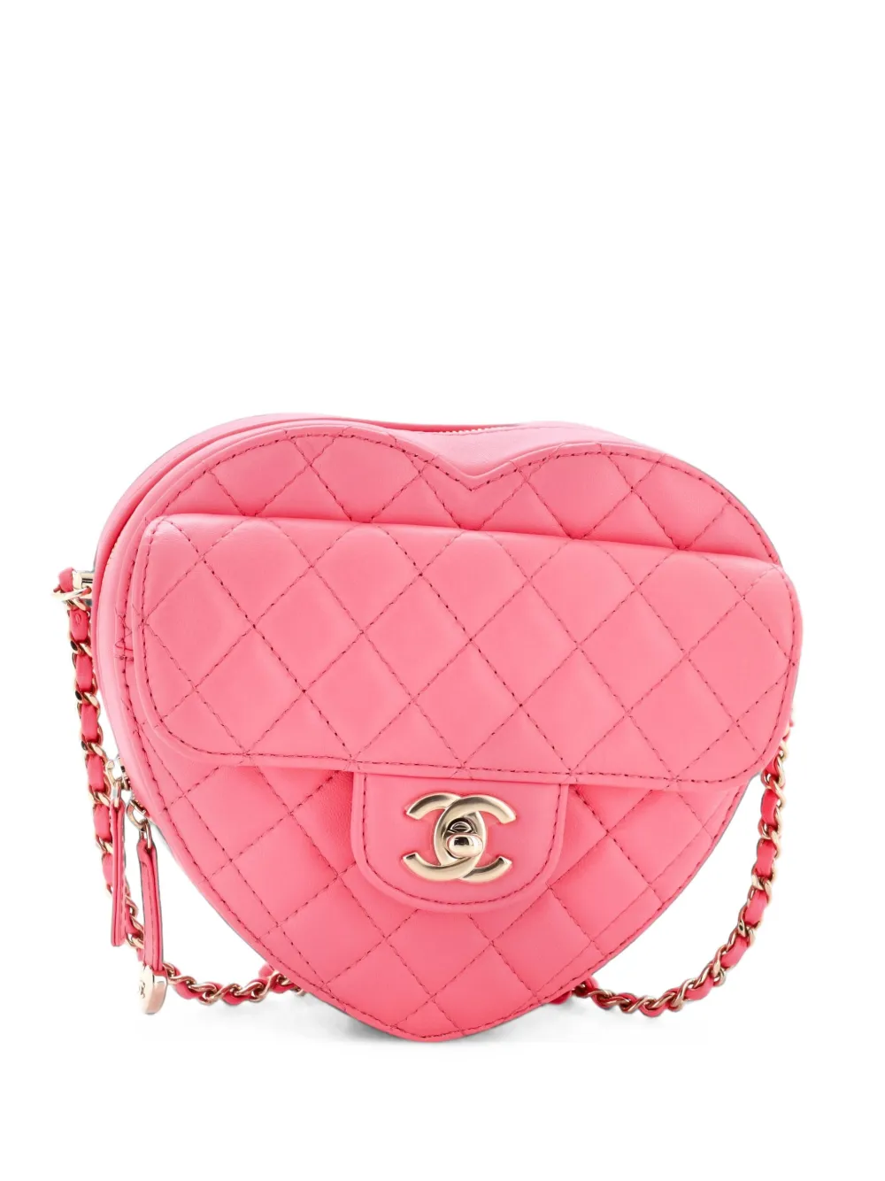 CHANEL Pre-Owned CC in Love Heart Bag Quilted Lambskin Large crossbody bag - Rosa