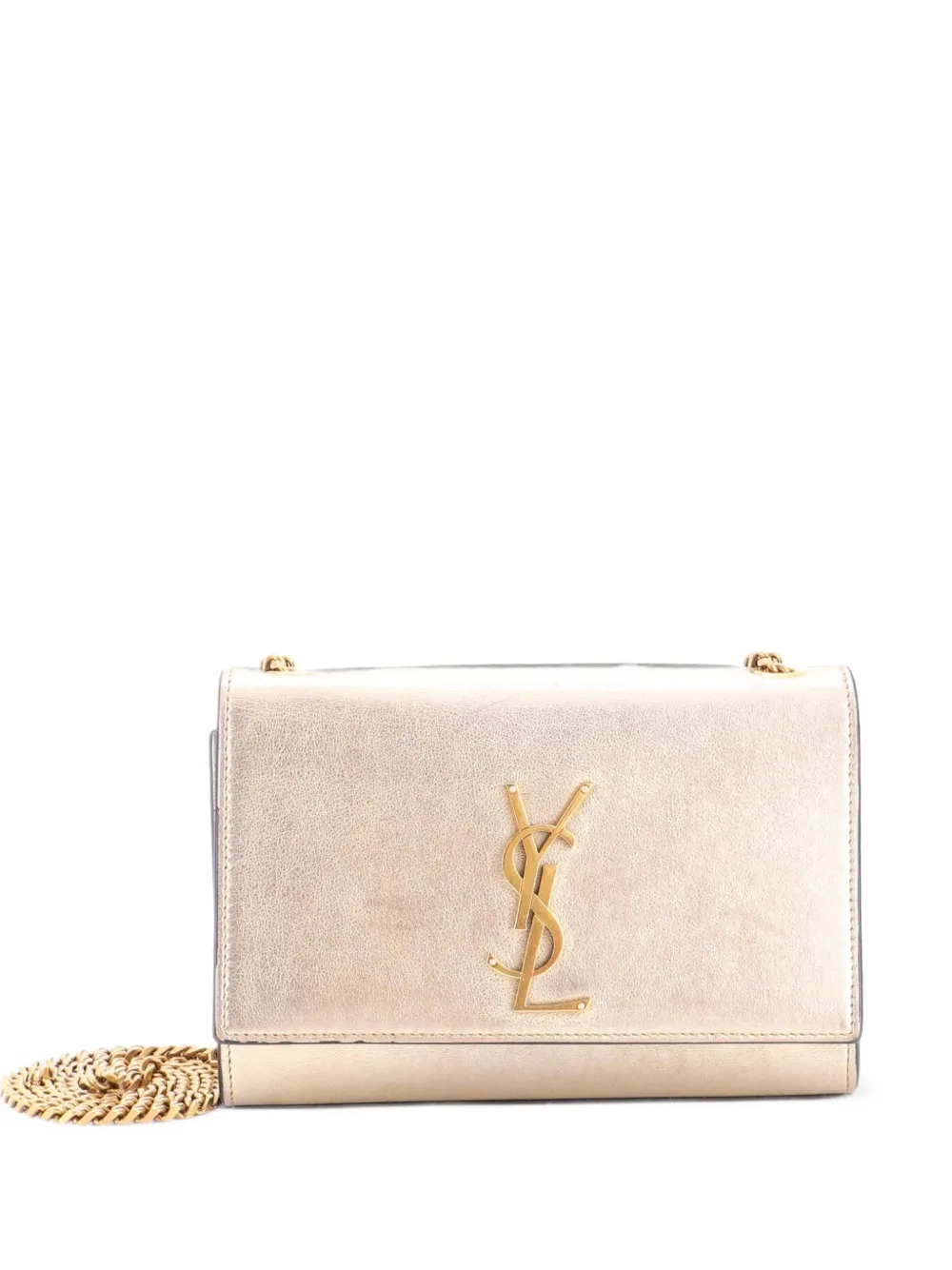 Saint Laurent Pre-Owned Classic Monogram Metallic Leather Small crossbody bag - Nude