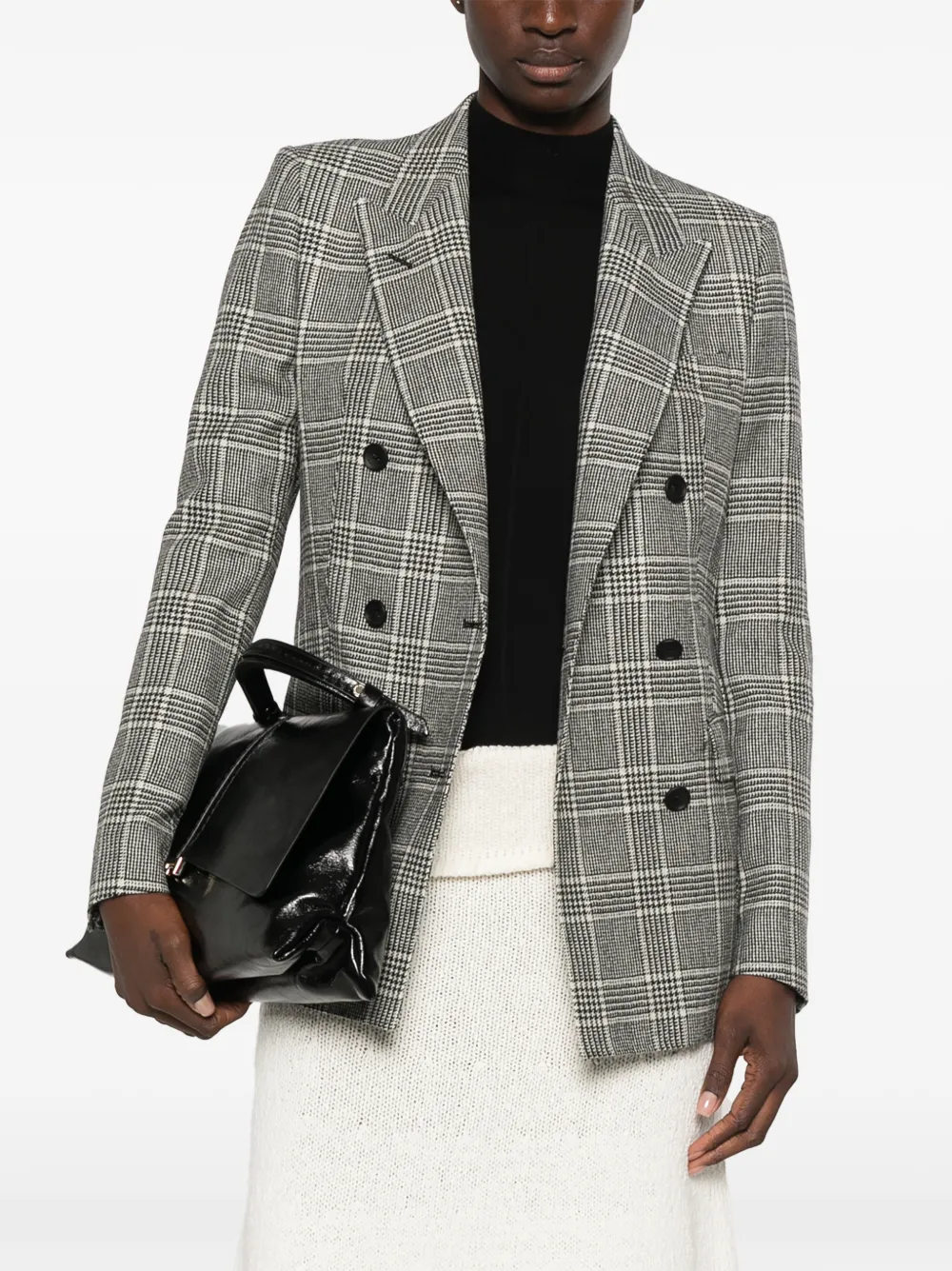 Tagliatore Geruite blazer met dubbele rij knopen Zwart