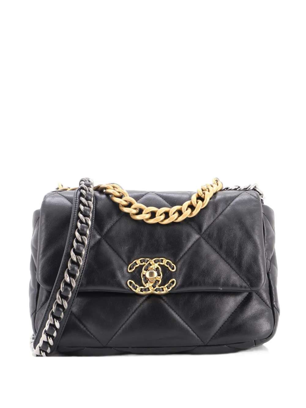 CHANEL Pre-Owned 19 Flap Bag Quilted Leather Medium crossbody bag - Schwarz