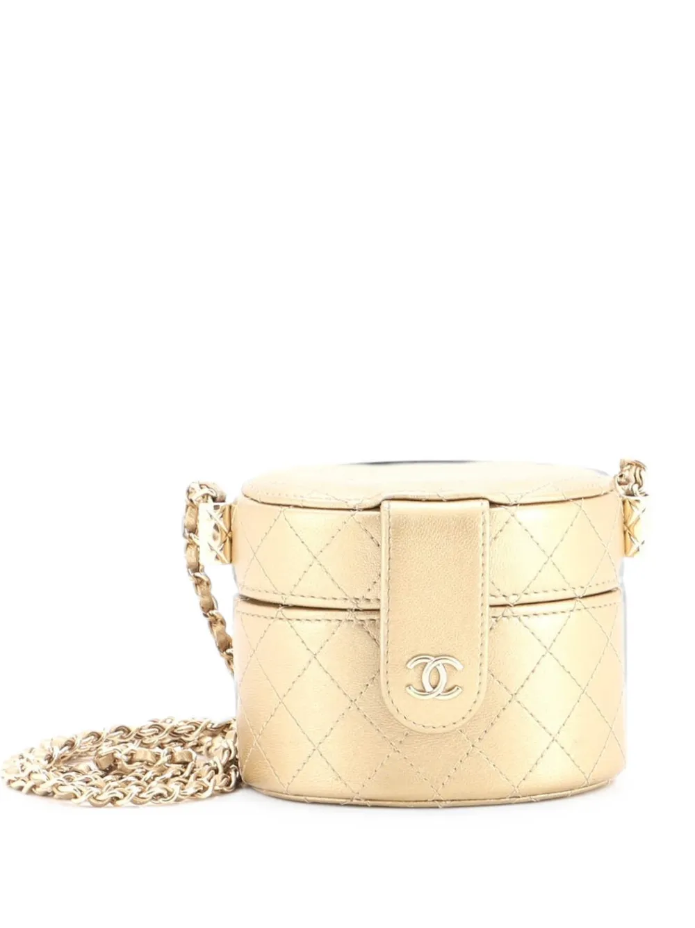 CHANEL Pre-Owned CC Allure Vanity Case with Chain Quilted Lambskin Mini crossbody bag - Gold