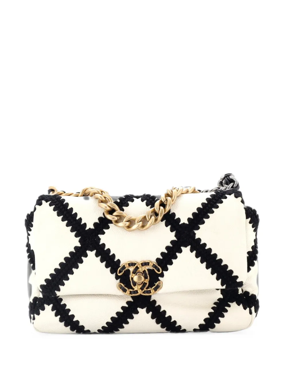 CHANEL Pre-Owned 19 Flap Bag Crochet Quilted Calfskin Medium crossbody bag - Nero