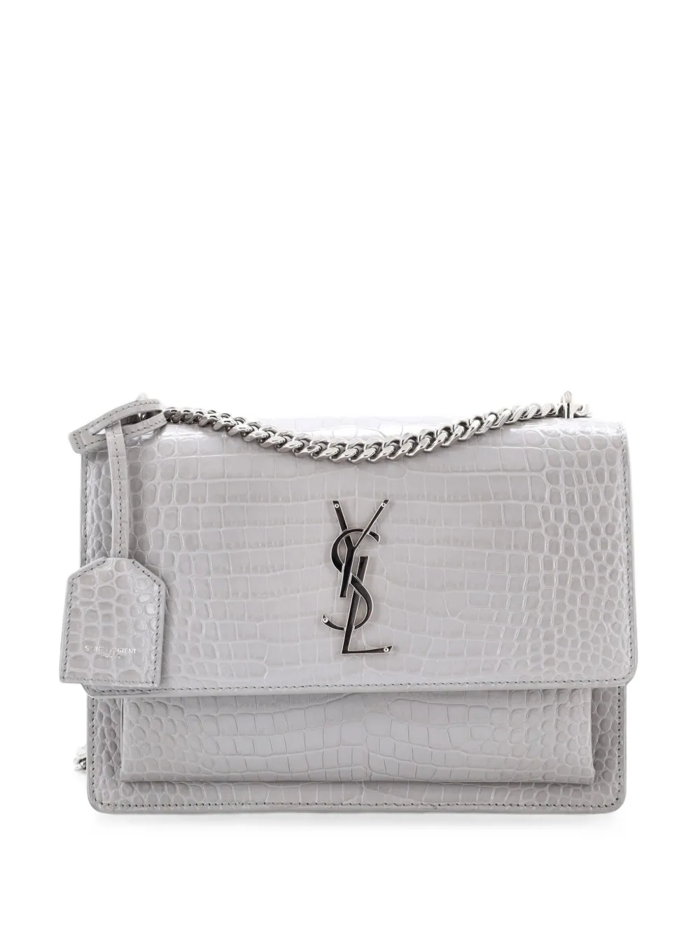 Saint Laurent Pre-Owned Sunset Crocodile Embossed Leather Medium crossbody bag - Grau