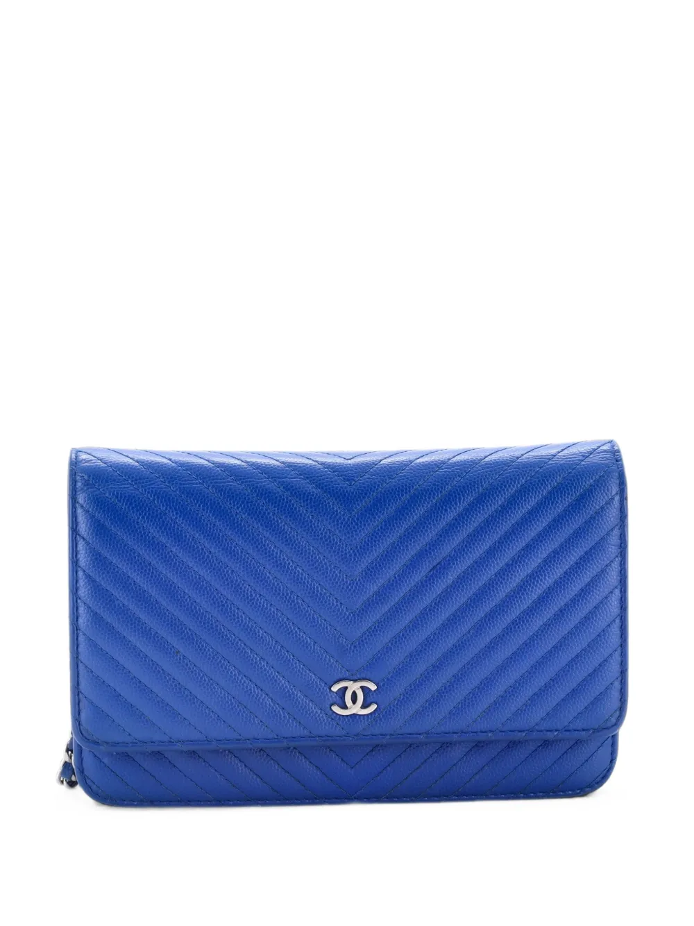 CHANEL Pre-Owned Wallet on Chain Chevron Caviar crossbody bag - Blau