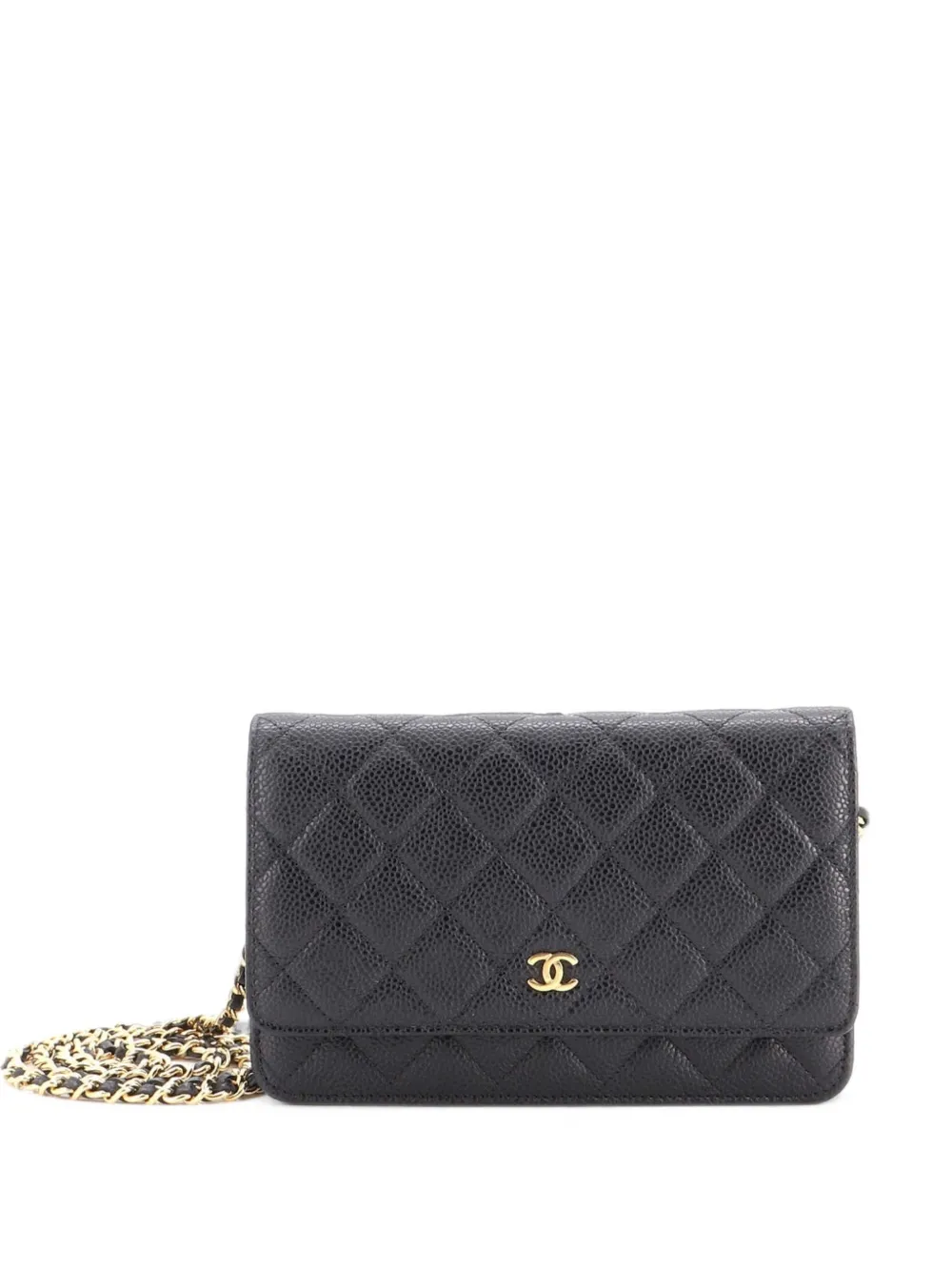 CHANEL Pre-Owned Wallet on Chain Quilted Caviar crossbody bag - Schwarz