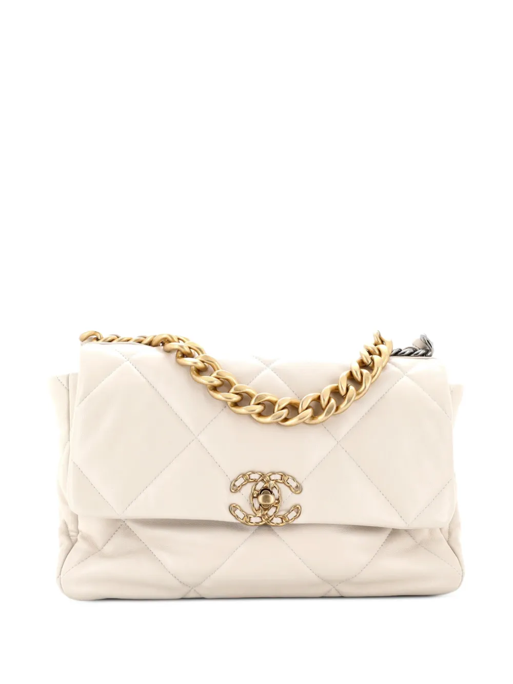 CHANEL Pre-Owned 19 Flap Bag Quilted Leather Large crossbody bag - Toni neutri
