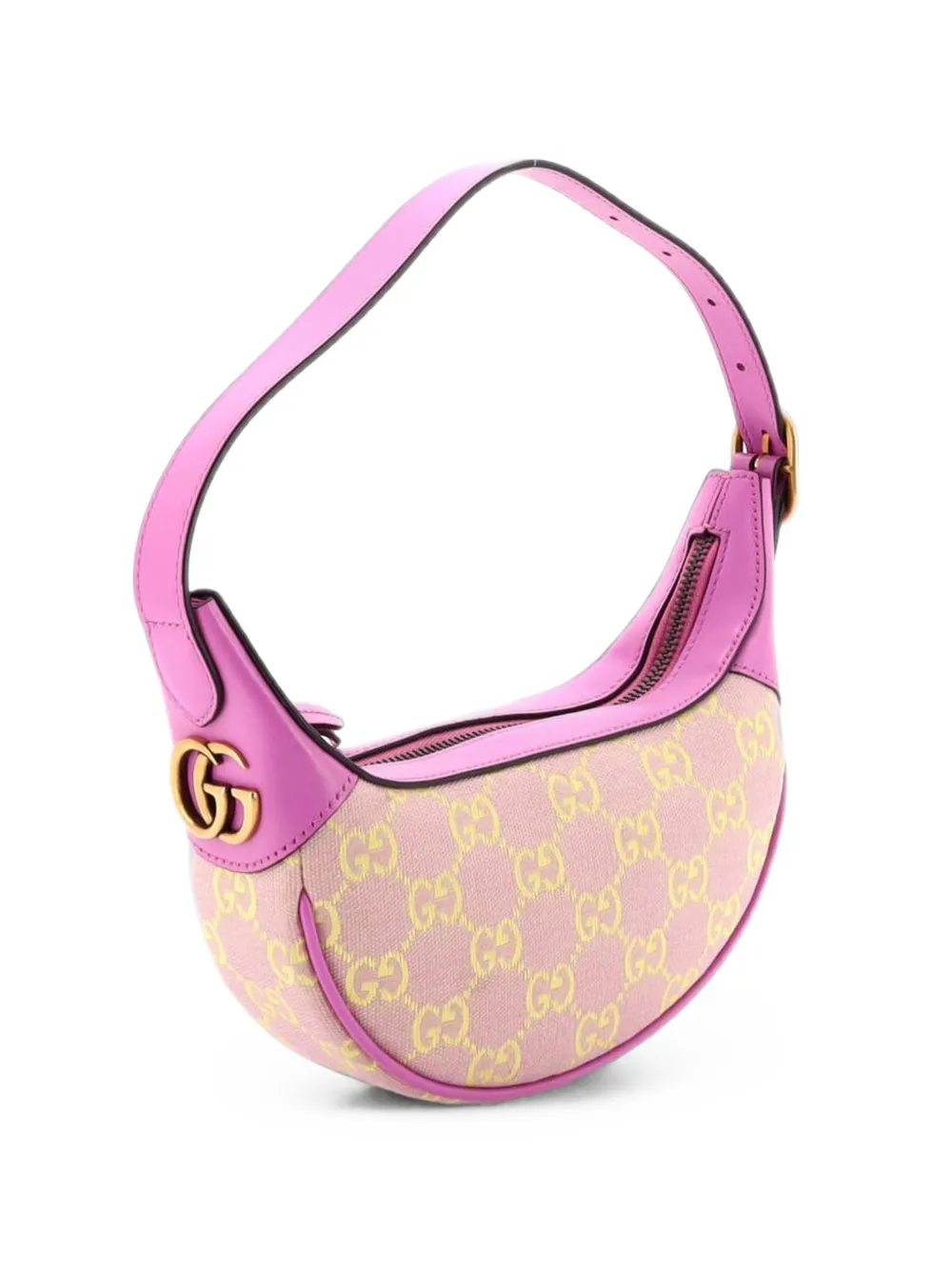 Gucci Pre-Owned Ophidia Half Moon Bag GG Canvas with Leather Mini hobo bag - Rosa