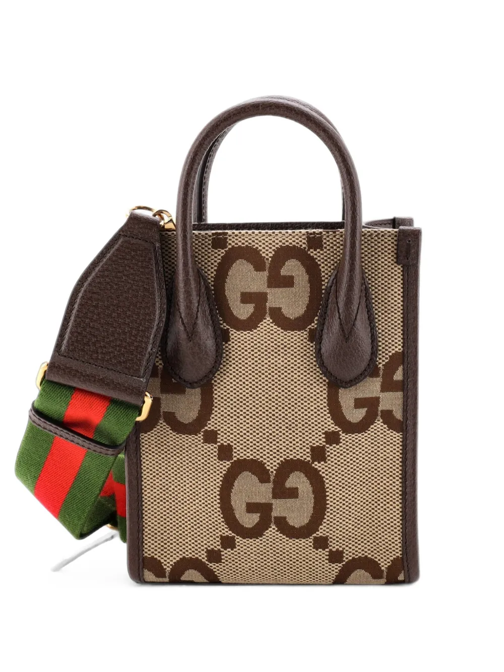 Gucci Pre-Owned Mini Vertical Tote Umhängetasche aus Jumbo GG Canvas - Braun