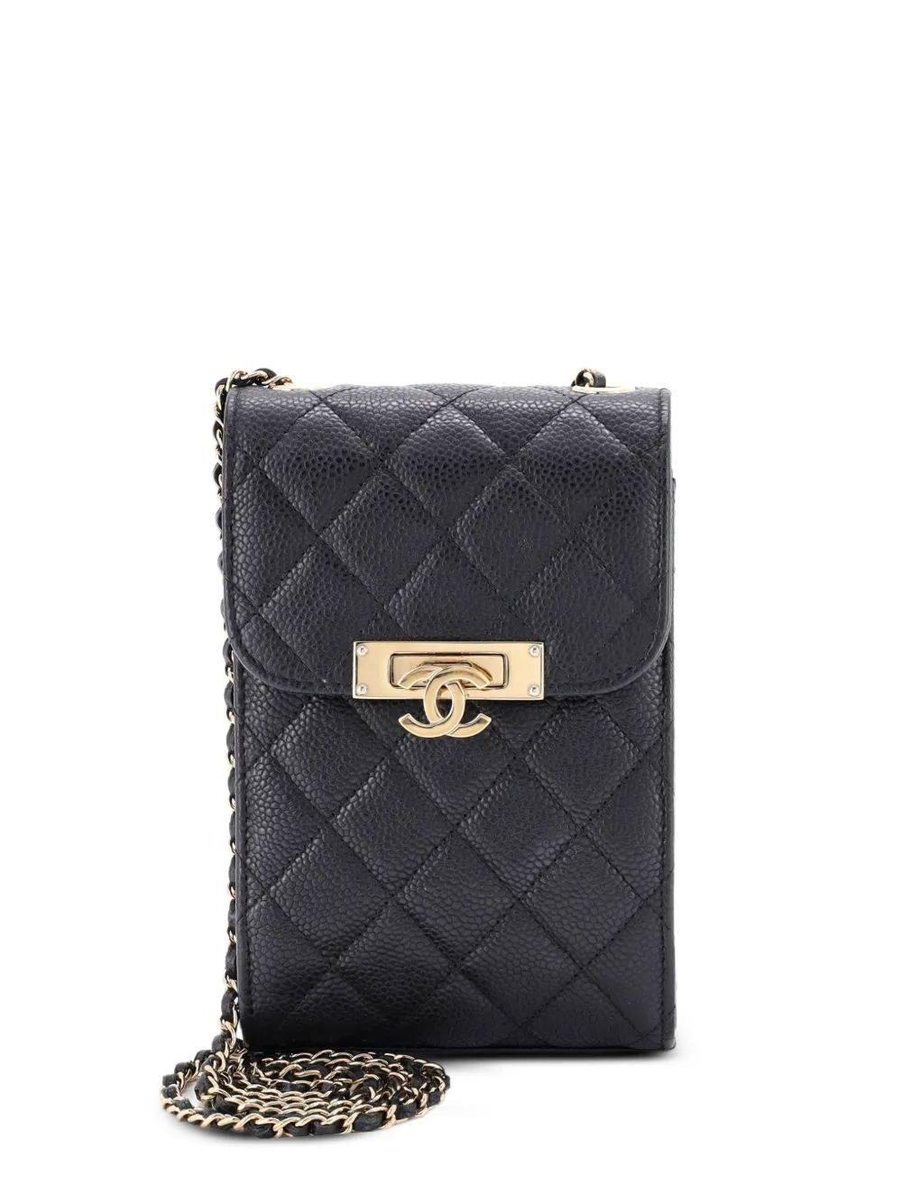 CHANEL Pre-Owned Golden Class Phone Holder Quilted Caviar crossbody bag - Nero