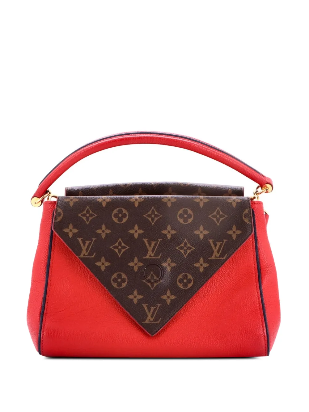 Louis Vuitton Pre-Owned Double V Handbag Calfskin with Monogram Canvas satchel - Rosso