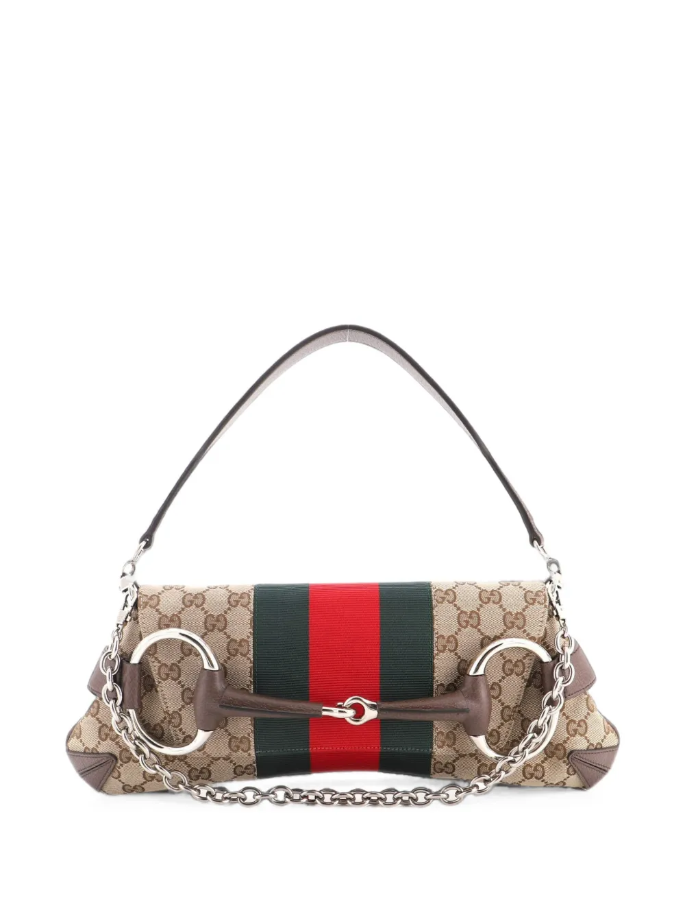 Gucci Pre-Owned Kleine Horsebit NM Clutch aus GG Canvas - Braun