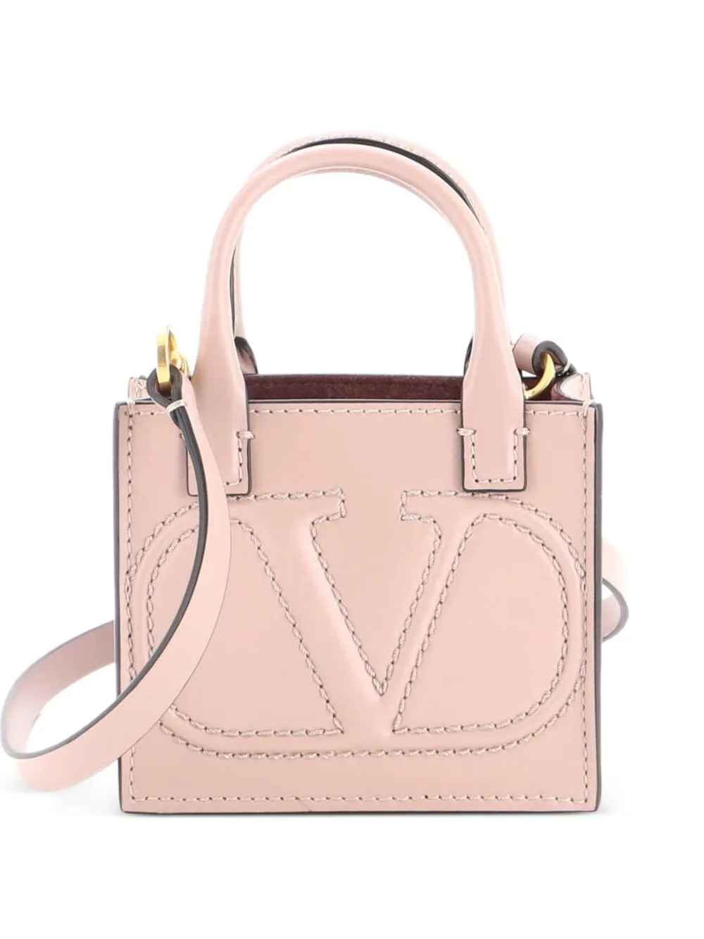 Valentino Garavani Pre-Owned VLogo Signature Pouch Tote Leather Mini crossbody bag - Nude