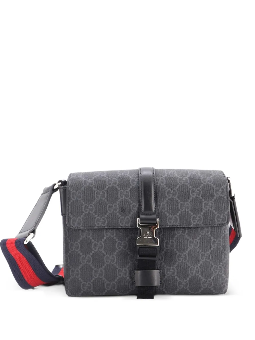 Gucci Pre-Owned Front Buckle Web Messenger Bag GG Coated Canvas Mini crossbody bag - Nero