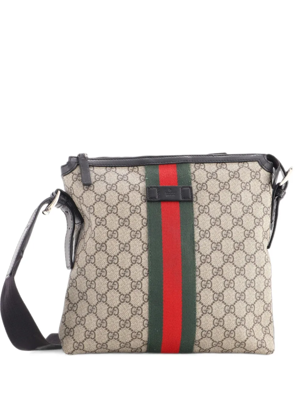 Gucci Pre-Owned Web Messenger Bag GG Coated Canvas Medium crossbody bag - Marrone