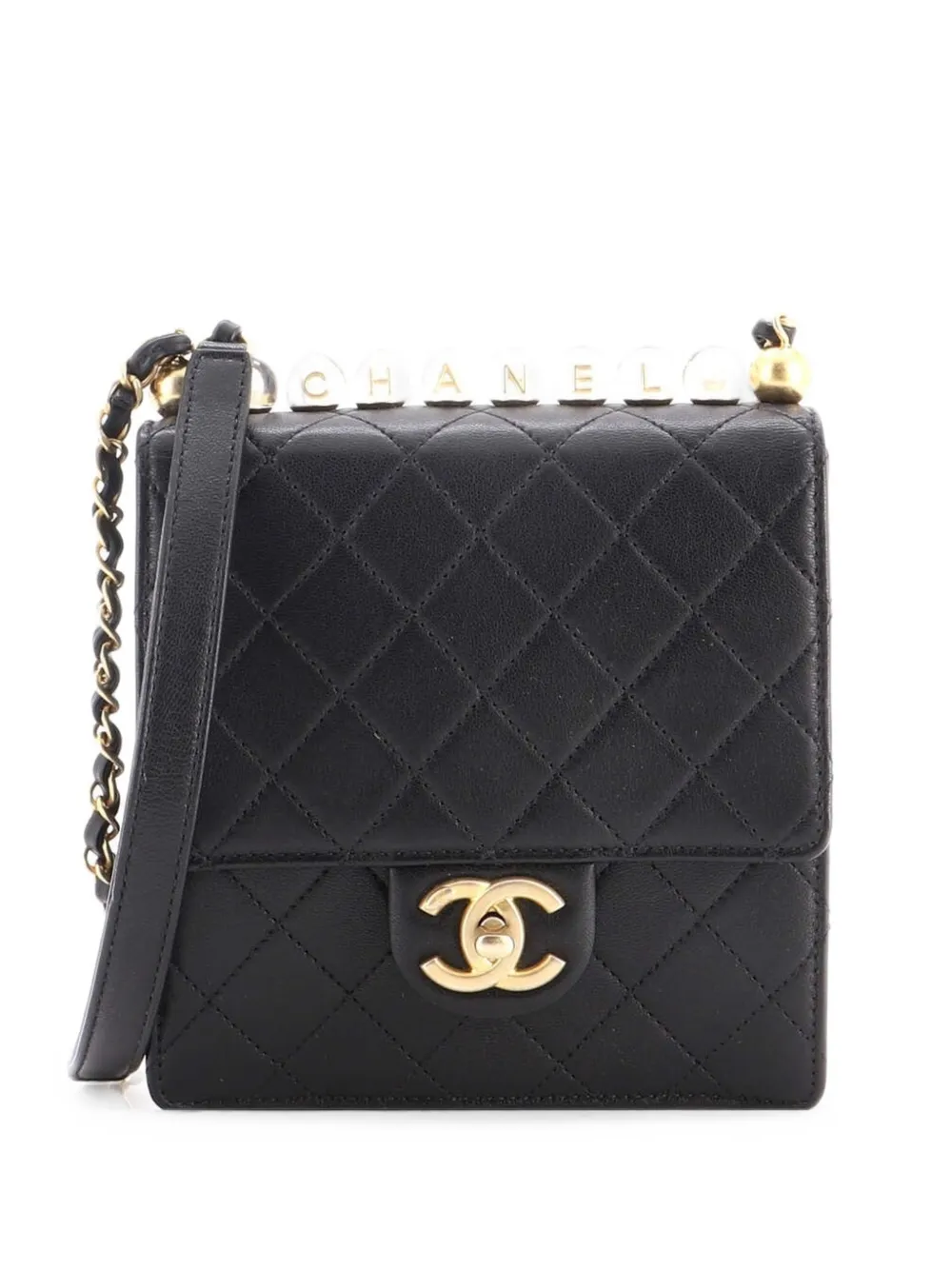 CHANEL Pre-Owned Chic Pearls Flap Bag Quilted Goatskin with Acrylic Beads Mini crossbody bag - Schwarz