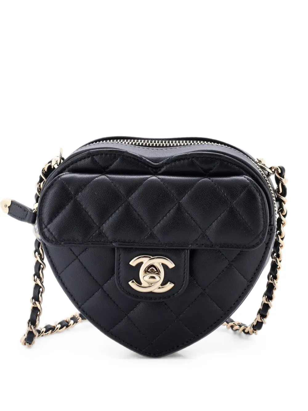 CHANEL Pre-Owned Borsa a tracolla CC in Love Heart con catena - Nero